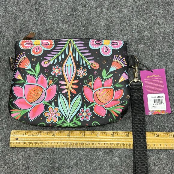 Laurel Burch Wristlet Colorful Floral Soft Neoprene Texture Detachable Strap NEW - Picture 6 of 10